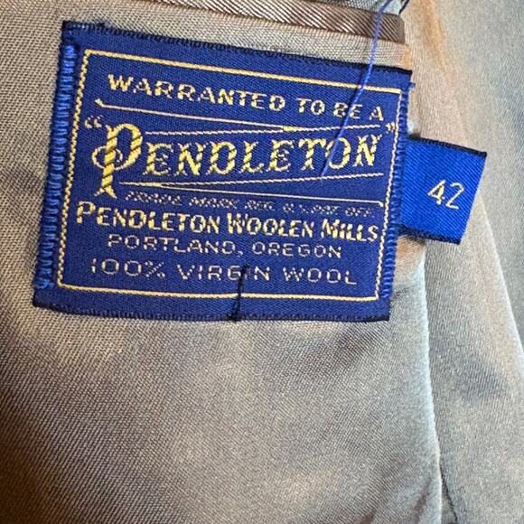 Pendleton Vintage Western Taupe 100% Virgin Wool MENS Two Button Blazer sz 42 - Picture 11 of 11